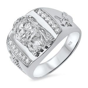 Sterling Silver 925 Jesus Face Men’s Ring